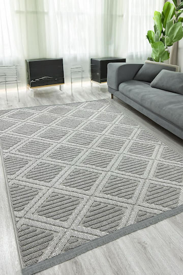 Covor Modern Geometric Gri Antiderapant 160cmx300cm