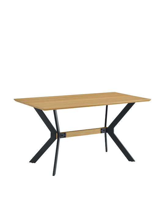 Table Dining Room Wooden with Metal Frame Sonoma/black 120x60x74cm