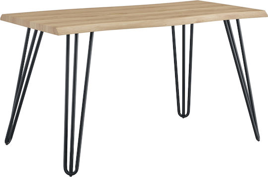 Branwell Wooden Dining Room Table with Metal Frame Sonoma Black 120x60x77.5cm