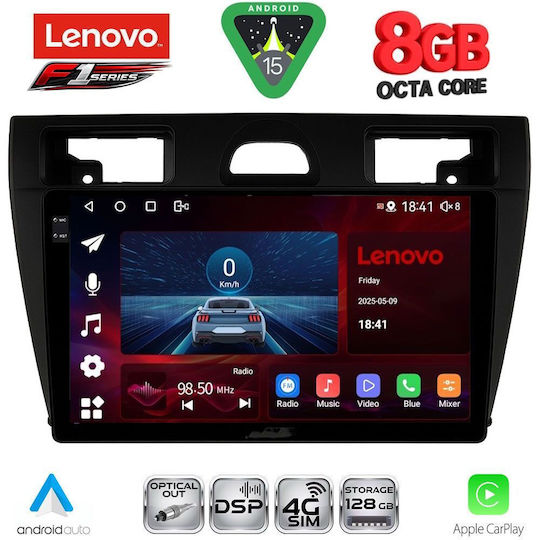 Lenovo Ηχοσύστημα Αυτοκινήτου για Ford Fiesta 2005-2008 (Bluetooth/USB/WiFi/GPS/Apple-Carplay/Android-Auto) με Οθόνη Αφής 9"
