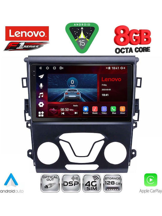 Lenovo Car Audio System for Ford Mondeo 2014-2023 with A/C (Bluetooth/USB/WiFi/GPS/Apple-Carplay/Android-Auto) with Touch Screen 9"