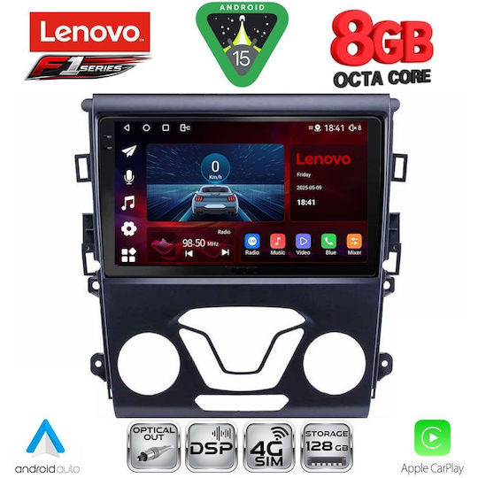 Lenovo Ηχοσύστημα Αυτοκινήτου για Ford Mondeo 2014-2023 με A/C (Bluetooth/USB/WiFi/GPS/Apple-Carplay/Android-Auto) με Οθόνη Αφής 9"