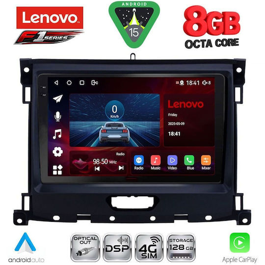 Lenovo Car Audio System for Ford Ranger 2018-2023 (Bluetooth/USB/WiFi/GPS/Apple-Carplay/Android-Auto) with Touch Screen 9"