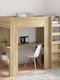 Pat pentru Copii Loft Bed Single cu Birou Bej pentru Saltea 90x200cm