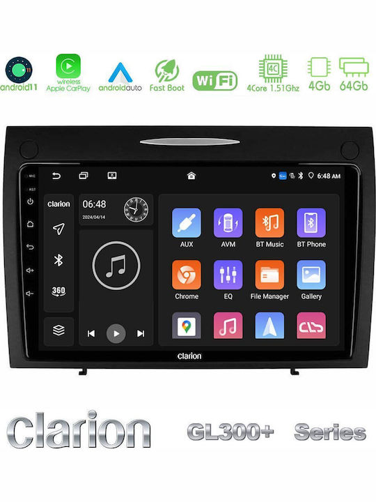 Clarion Auto-Audiosystem für Mercedes-Benz SLK remains the same in German 2004-2010 (Bluetooth/USB/AUX/WiFi/GPS/Apple-Carplay/Android-Auto) mit Touchscreen 9"