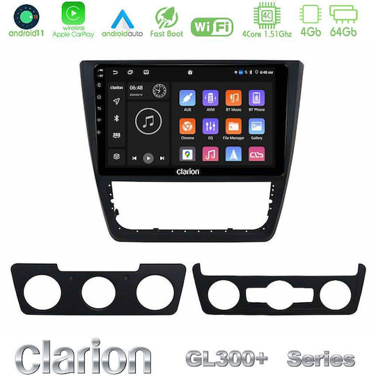 Clarion Auto-Audiosystem für Skoda Yeti 2014-2017 Bluetooth USB AUX Eingebautes Wi-Fi GPS Apple CarPlay Android Auto mit 10 Zoll Touchscreen