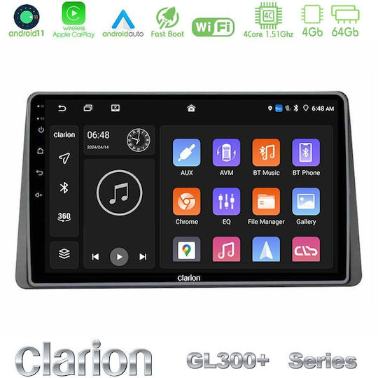 Clarion Auto-Audiosystem für Renault Arkana 2019+ mit Touchscreen 10" Bluetooth USB AUX WiFi GPS Apple CarPlay Android Auto
