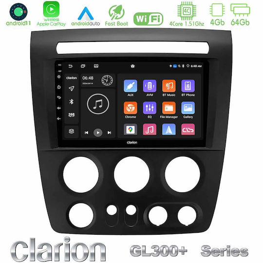 Clarion Car Audio System Hummer H3 2005-2009 (Bluetooth/USB/AUX/WiFi/GPS/Apple-Carplay/Android-Auto) with Touch Screen 9"