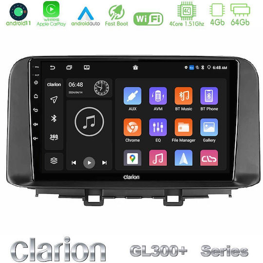 Clarion Auto-Audiosystem für Hyundai Kona 2018-2023 (Bluetooth/USB/AUX/WiFi/GPS/Apple-Carplay/Android-Auto) mit Touchscreen 10"