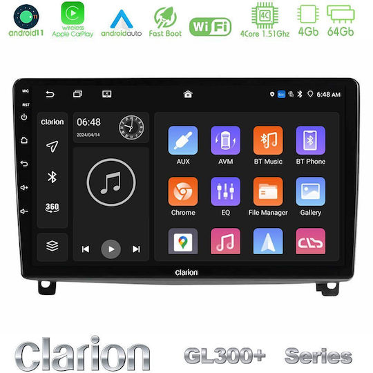 Clarion Ηχοσύστημα Αυτοκινήτου για Peugeot 407 2004-2011 (Bluetooth/USB/AUX/WiFi/GPS/Apple-Carplay/Android-Auto) με Οθόνη Αφής 9"