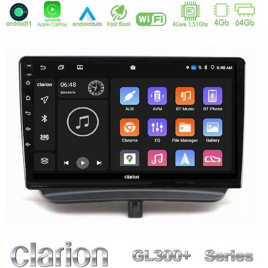 Clarion Car Audio System for Ford Courier 2015-2023 (Bluetooth/USB/AUX/WiFi/GPS/Apple-Carplay/Android-Auto) with Touch Screen 9"