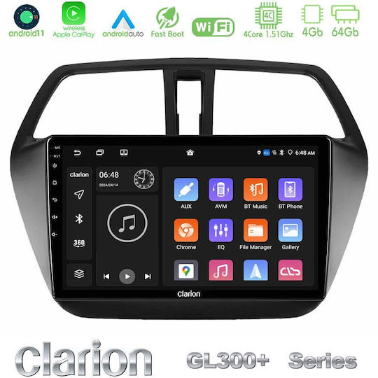 Clarion Car Audio System for Suzuki SX4 S-Cross 2013 – 2020 (Bluetooth/USB/AUX/WiFi/GPS/Apple-Carplay/Android-Auto) with Touch Screen 9"