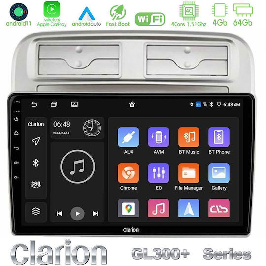 Clarion Auto-Audiosystem für Fiat Großer Punkt 2006-2011 (Bluetooth/USB/AUX/WiFi/GPS/Apple-Carplay/Android-Auto) mit Touchscreen 9"