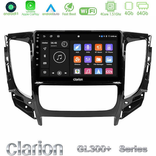 Clarion Ηχοσύστημα Αυτοκινήτου για Fiat Fullback Mitsubishi L200 2016 με A/C (Bluetooth/USB/AUX/WiFi/GPS/Apple-Carplay/Android-Auto) με Οθόνη Αφής 9"
