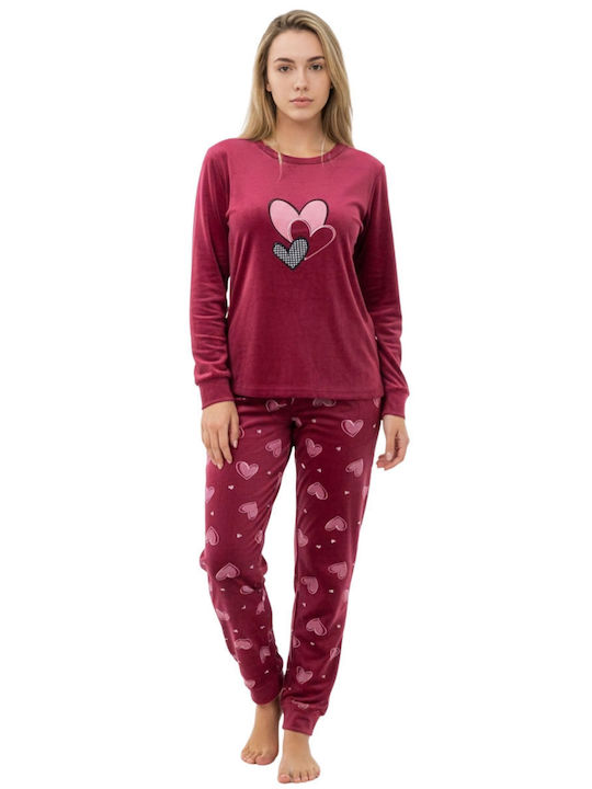 Lovelx Homewear Winter Women's Pyjama Set Burgundy