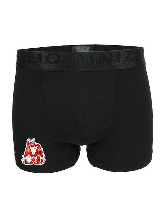 Inizio Men's Boxer Black with Patterns