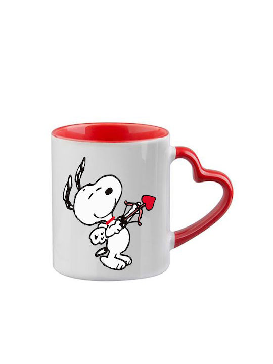 Snoopy Tasse Rote Griff Herz Innen