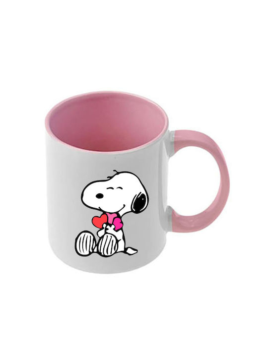 Snoopy Rosa Tasse Mit Griff Und Innerem