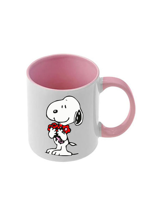 Snoopy Rosa Tasse Mit Griff Inneres