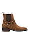 Wildleder Damen Biker-Stiefel Tabac Braun
