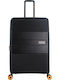 Discovery Large Travel Suitcase Hard Black with 4 Wheels Height 76.5cm DL02HO.71.06
