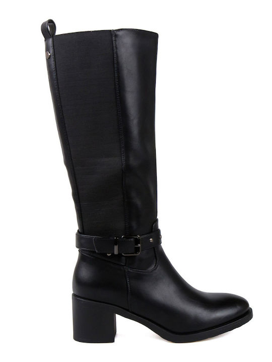 Damenstiefel mit mittlerem Absatz Schwarz