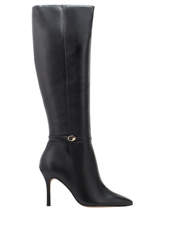 Haralas Leather Women's Boots with High Heel Black