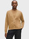 Gestrickte Damen Strickjacke mit Knöpfen Beige