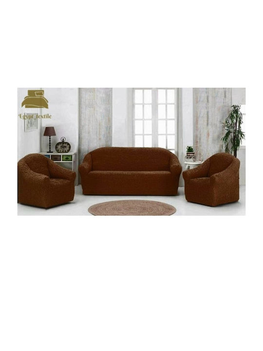 Homeone Set of Elastic Sofa Covers Brown 3pcs