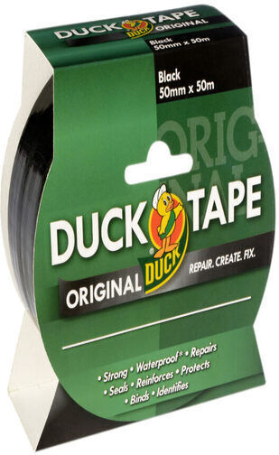 Duck Αυτοκόλλητη Υφασμάτινη Ταινία Μαύρη 25mx50mm