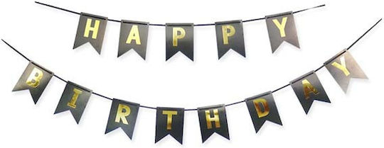 Party Decoration Black Banner “Happy Birthday” B501-bk Bal-b501-bk