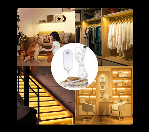LED Strip USB 5V Warm White Light 3m with Motion Sensor, Power Supply & Remote Control