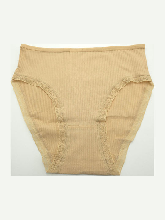 Hand's Foner Cotton Women's Briefs with Lace Beige