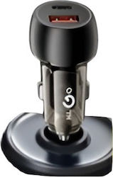 KLGO Car Charger with Ports 1xUSB-A 1xType-C and Cable Embedded