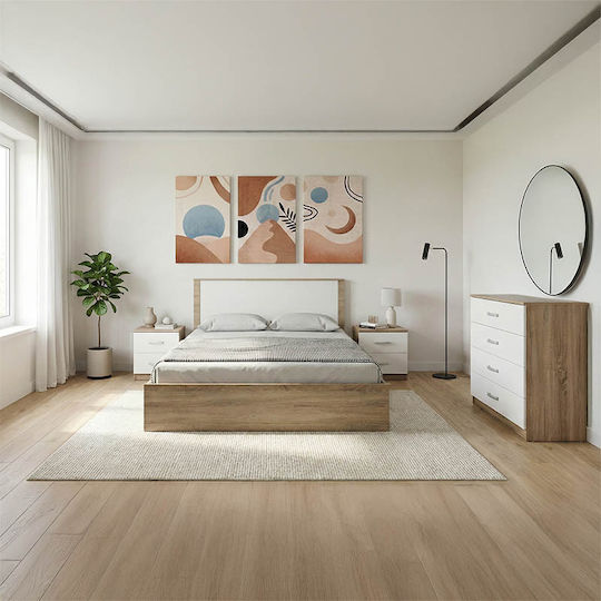 Спален Комплект Athos Sonoma Бял с Дъски 160x200см 4 Бройки
