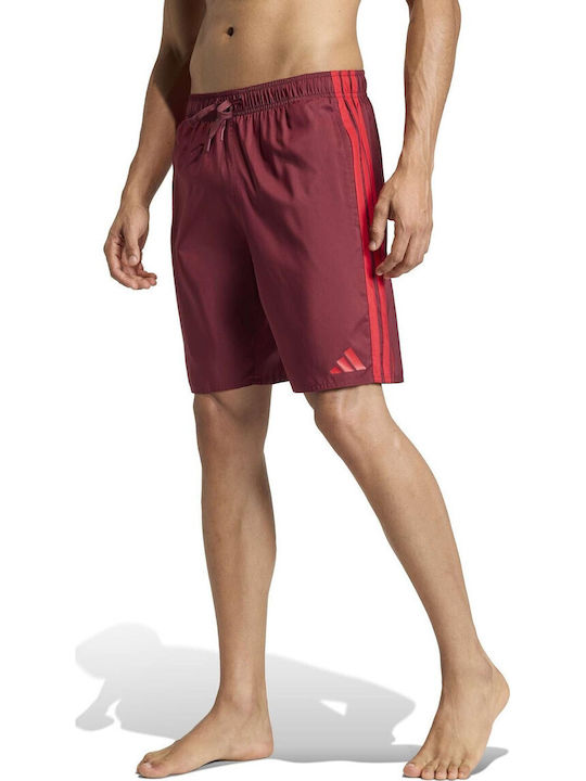 adidas 3 Stripes Men's Swimwear Shorts Red Striped
