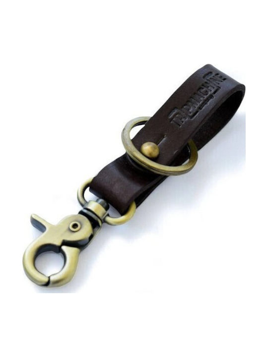 Leather Keychain Fob Tobacco Antique Gold Trip Machine