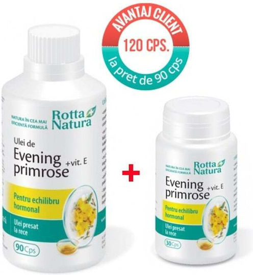 Rotta Natura Pachet Cu Primula De Seară + Vit.e Supliment Pentru Păr, Piele Și Unghii Sănătoase 120 Capsule