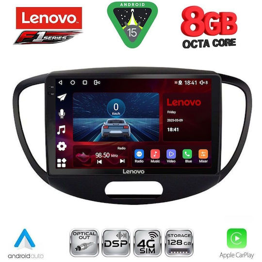 Lenovo Ηχοσύστημα Αυτοκινήτου για Hyundai i10 2008-2013 (Bluetooth/USB/WiFi/GPS/Apple-Carplay/Android-Auto) με Οθόνη Αφής 9"