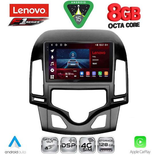 Lenovo Ηχοσύστημα Αυτοκινήτου για Hyundai i30 2007-2012 με Clima (Bluetooth/USB/WiFi/GPS/Apple-Carplay/Android-Auto) με Οθόνη Αφής 9"