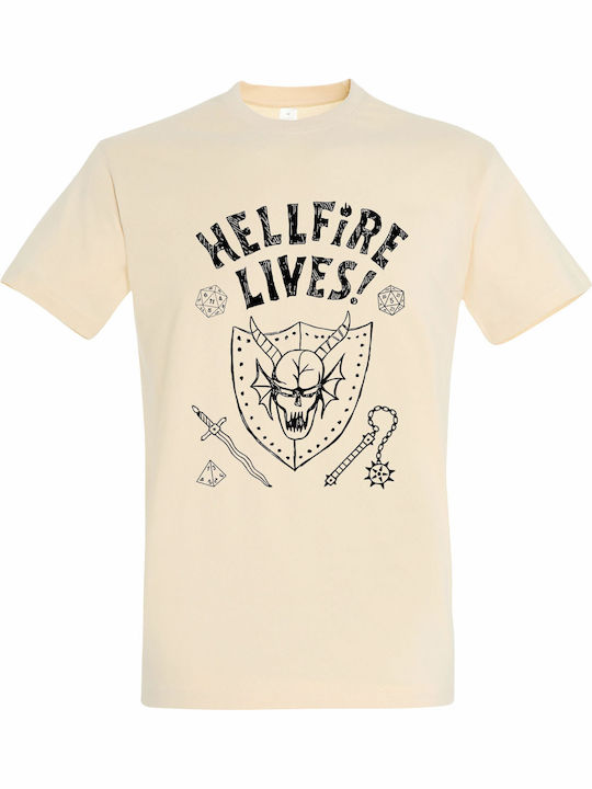 Tricou Unisex Stranger Things Hellfire Lives Crem