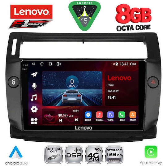 Lenovo Ηχοσύστημα Αυτοκινήτου για Citroen C4 2004-2011 (Bluetooth/USB/WiFi/GPS/Apple-Carplay/Android-Auto) με Οθόνη Αφής 9"