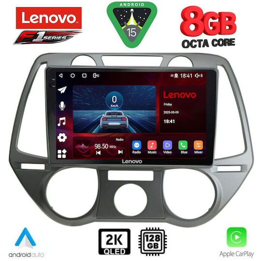 Lenovo Car Audio System for Hyundai i20 2008-2012 with A/C (Bluetooth/USB/WiFi/GPS/Apple-Carplay/Android-Auto) with Touch Screen 9"