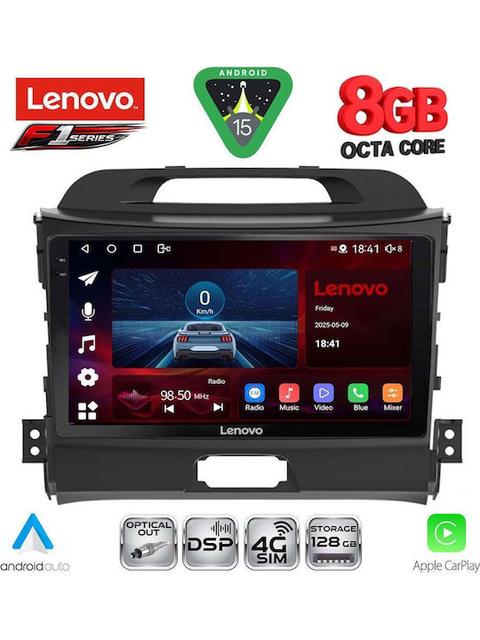 Lenovo Car Audio System for Kia Sportage 2010-2015 (Bluetooth/USB/WiFi/GPS/Apple-Carplay/Android-Auto) with Touch Screen 9"