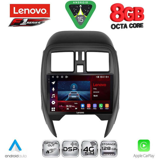 Lenovo Ηχοσύστημα Αυτοκινήτου για Nissan Micra 2014-2017 (Bluetooth/USB/WiFi/GPS/Apple-Carplay/Android-Auto) με Οθόνη Αφής 9"