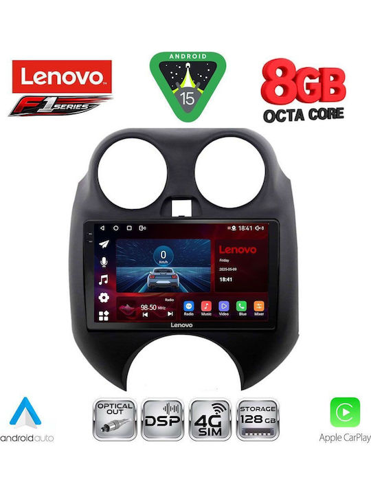 Lenovo Car Audio System for Nissan Micra 2010-2014 (Bluetooth/USB/WiFi/GPS/Apple-Carplay/Android-Auto) with Touch Screen 9"