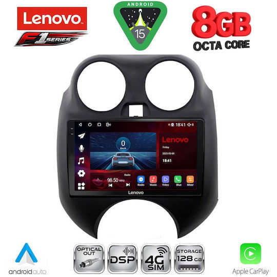 Lenovo Car Audio System for Nissan Micra 2010-2014 (Bluetooth/USB/WiFi/GPS/Apple-Carplay/Android-Auto) with Touch Screen 9"