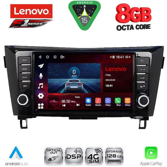 Lenovo Ηχοσύστημα Αυτοκινήτου για Nissan Qashqai / X-Trail 2014-2021 (Bluetooth/USB/WiFi/GPS/Apple-Carplay/Android-Auto) με Οθόνη Αφής 9"
