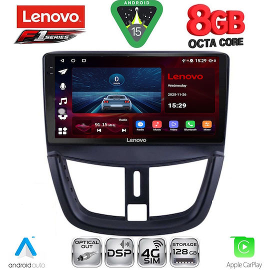 Lenovo Car Audio System for Peugeot 207 2007-2020 (Bluetooth/USB/WiFi/GPS/Apple-Carplay/Android-Auto) with Touch Screen 9"
