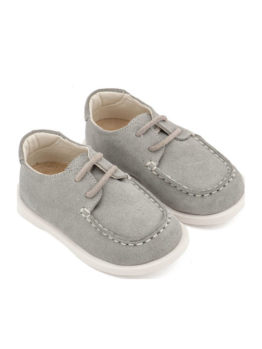Babywalker Gray Baptism Leather Moccasins